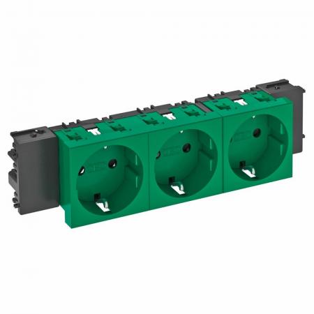 OBO Bettermann 6120386 STD-D0C MZGN3 Steckdose Connect 45 3fach Schutzkontakt minzgrün RAL 6029 16A 250V