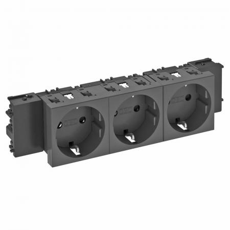 OBO Bettermann 6120390 STD-D0C SWGR3 Steckdose Connect 45 3fach Schutzkontakt schwarzgrau RAL 7021 16A 250V