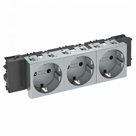 OBO Bettermann 6120392 STD-D0C AL3 Steckdose Connect 45 3fach Schutzkontakt alu lackiert 16A 250V