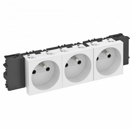 OBO Bettermann 6120572 STD-F0C RW3 Steckdose Connect 45 3fach mit Erdungsstift reinweiß RAL 9010 16A 250V