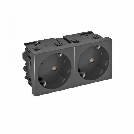 OBO Bettermann 6120491 STD-D3SC SWGR2 Steckdose Connect 45 2fach 33° Schutzkontakt schwarzgrau RAL 7021 16A 250V