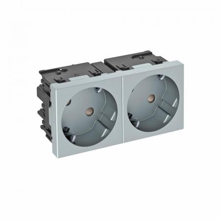 OBO Bettermann 6120493 STD-D3SC AL2 Steckdose Connect 45 2fach 33° Schutzkontakt alu lackiert 16A 250V