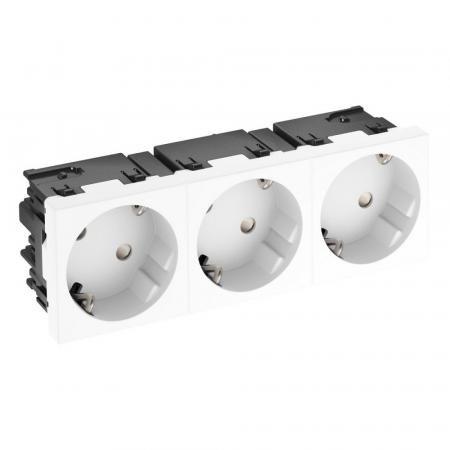 OBO Bettermann 6120503 STD-D3SC RW3 Steckdose Connect 45 3fach 33° Schutzkontakt reinweiß RAL 9010 16A 250V