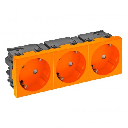 OBO Bettermann 6120505 STD-D3SC ROR3 Steckdose Connect 45 3fach 33° Schutzkontakt reinorange RAL 2004 16A 250V