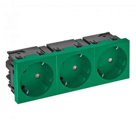 OBO Bettermann 6120507 STD-D3SC MZGN3 Steckdose Connect 45 3fach 33° Schutzkontakt minzgrün RAL 6029 16A 250V