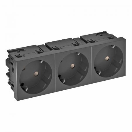 OBO Bettermann 6120511 STD-D3SC SWGR3 Steckdose Connect 45 3fach 33° Schutzkontakt schwarzgrau RAL 7021 16A 250V