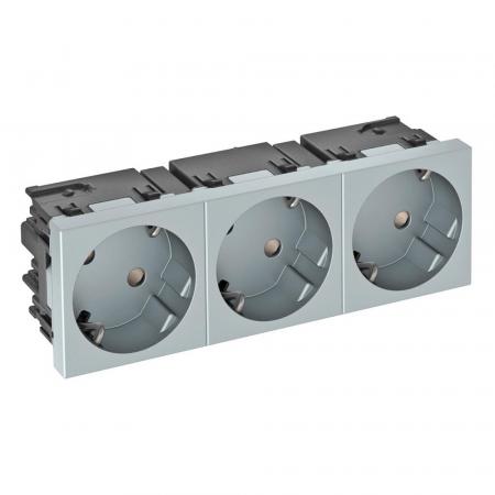 OBO Bettermann 6120513 STD-D3SC AL3 Steckdose Connect 45 3fach 33° Schutzkontakt alu lackiert 16A 250V