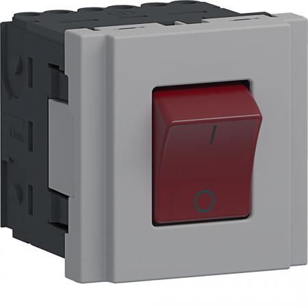 Hager Std 45x45 Schalter EIN/AUS 16A m\LED alu