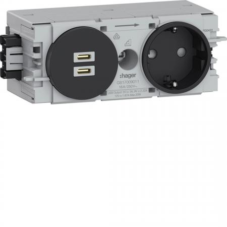 Hager Steckdose 1f+USB C/C PD Wago C-Profil gs