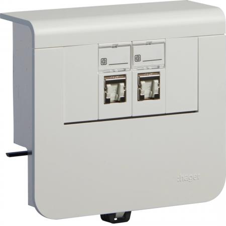 Hager Geräteträger 2xCat.6A SL 20x55 vweiß