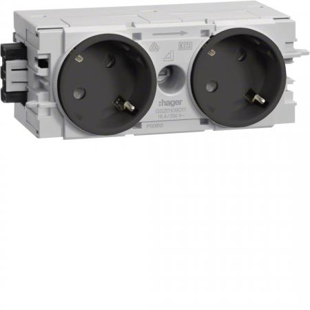 Hager Steckdose 2-fach 45° Wago C-Profil gs