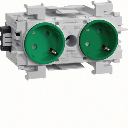 Hager Steckdose 2-f. 45° Wago Frontrast. grün