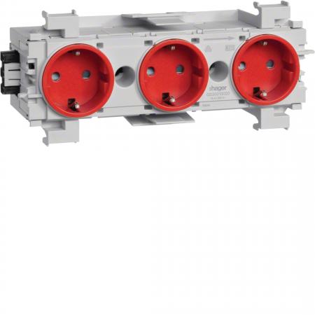 Hager SCHUKO Dreifachsteckdose mit Wago Steck-/Klemmtechnik, Frontrastend verkeh
