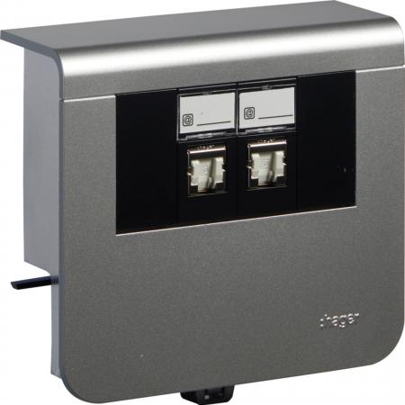 Hager Geräteträger 2xCat.6A SL 20x55  D Alu