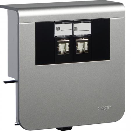 Hager Geräteträger 2xCat.6A SL 20x80 Dekor Alu