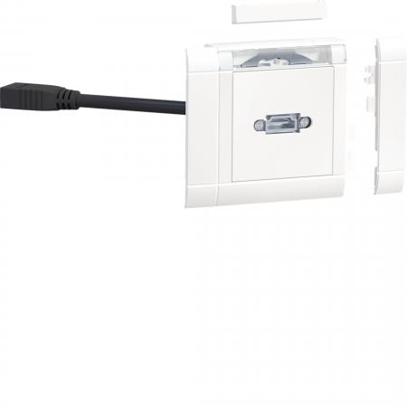 Hager Multimedia-Anschlussset für HDMI Brüstungskanäle frontrastend verkehrsweiß