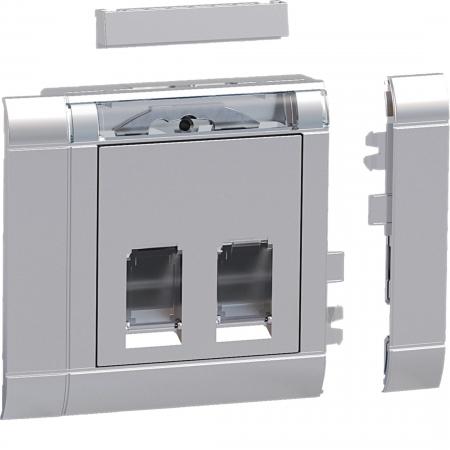 Hager Einbauset Daten 2 RJ45 Type 04 front alu