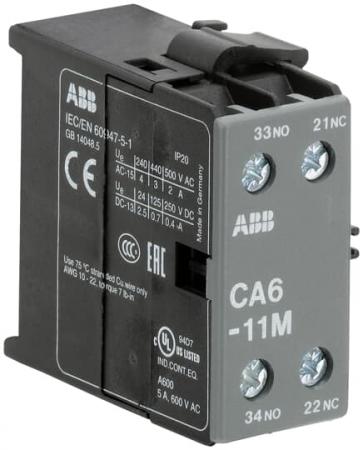 ABB CA6-11M Hilfskontaktblock 1S/1Ö, für 3-polige B(C)6, B(C)7 Kleinschütze Schraubanschluss, seitlich anbaubar