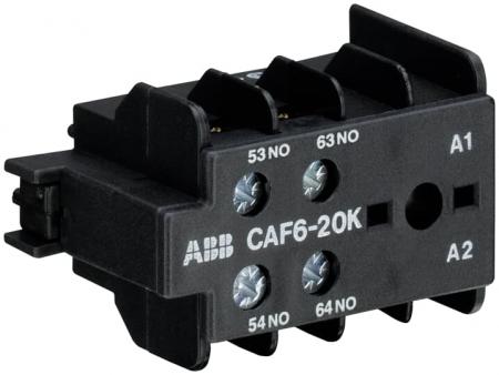 ABB CAF6-20K Hilfskontaktblock 2S/0Ö, für K6, KC6 Kleinhilfsschütze Schraubanschluss, frontseitig anbaubar,