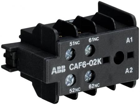 ABB CAF6-02K Hilfskontaktblock 0S/2Ö, für K6, KC6 Kleinhilfsschütze Schraubanschluss, frontseitig anbaubar,