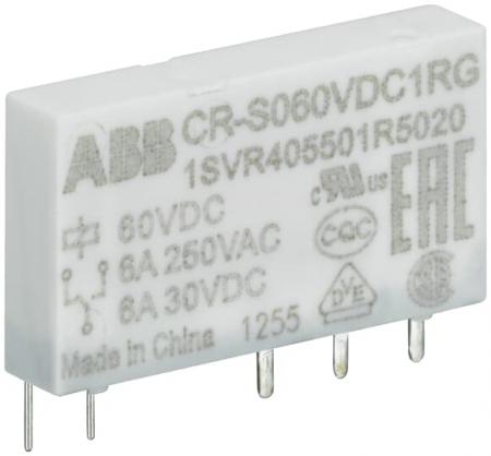 ABB CR-S012VDC1RG Steckbares Interface-Relais 1We, A1-A2=12VDC, Output=6A/250VAC vergoldete Kontakte