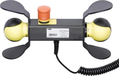 ABB JSD-TD25P-C20700 Mobile 2-Handbedieneinheit 2xSafeball, rechts mit zusätzlicher Tastfunktion Not-Halt, Spiralleitung 2/10 m, IP40