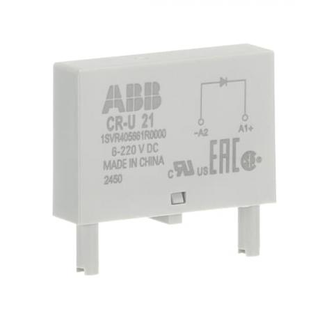 ABB CR-U 21 Steckmodul Verpolschutz für CR-U, 6-220VDC, A1+, A2 -