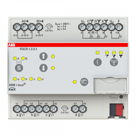 ABB FCC/S1.2.2.1 Fan Coil Controller, 2 x 0-10 V, manuelle Bedienung, 3-stufig, REG