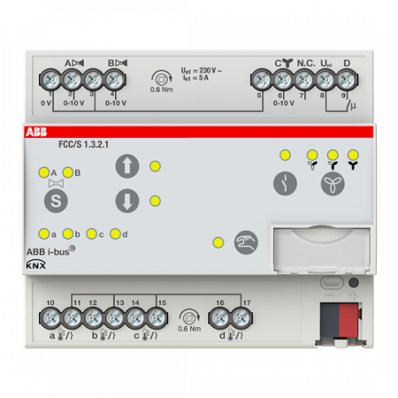 ABB FCC/S1.3.2.1 Fan Coil Controller, 3 x 0-10 V, manuelle Bedienung, REG