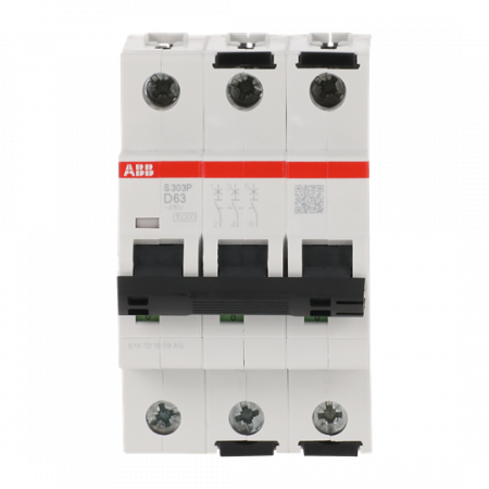 ABB S303P-D63 Sicherungsautomat D-Char., 25 kA, 63A, 3P
