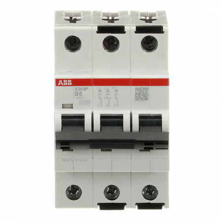 ABB S303P-B6 Sicherungsautomat B-Char., 25 kA, 6A, 3P
