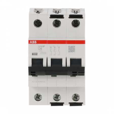 ABB S303P-D6 Sicherungsautomat D-Char., 25 kA, 6A, 3P