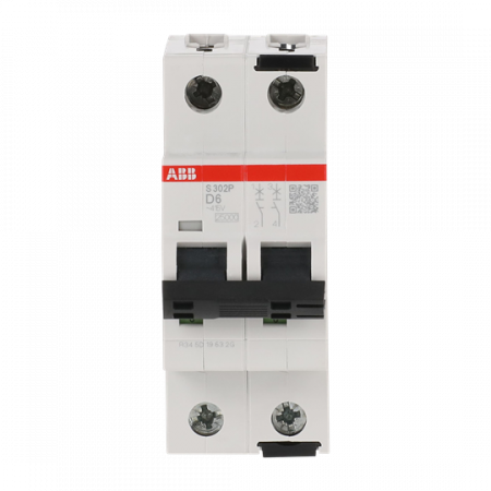 ABB S302P-D6 Sicherungsautomat D-Char., 25 kA, 6A, 2P