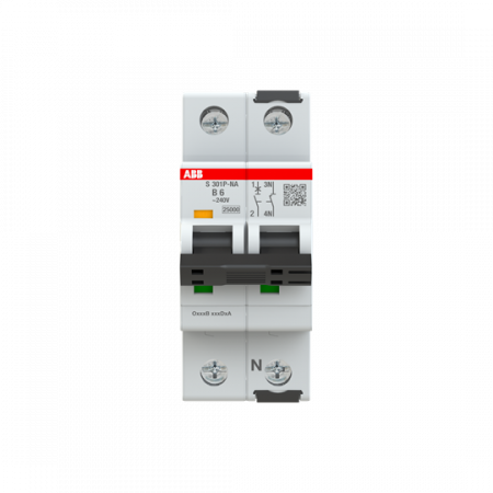 ABB S301P-B6NA Sicherungsautomat B-Char., 25 kA, 6A, 1+NA