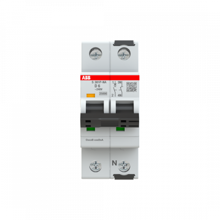 ABB S301P-D6NA Sicherungsautomat D-Char., 25 kA, 6A, 1+NA