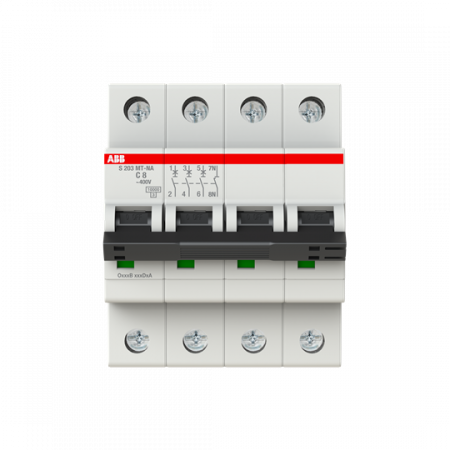 ABB S203MT-C8NA Sicherungsautomat C-Char., 10kA, 8A, 3P, +NA