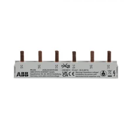 ABB PS3/6 Phasenschiene 3-phasig, 6 Pins, 6 TE, 10 mm², nicht kürzbar Phasenfolge L1-L2-L3-L1-...