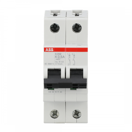 ABB S202-K0.5 Sicherungsautomat K-Char., 6 kA, 0.5 A, 2P