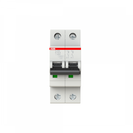 ABB S202-C0.5 Sicherungsautomat C-Char., 6 kA, 0.5 A, 2P
