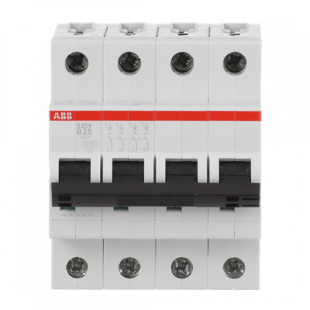 ABB S204-B25 Sicherungsautomat B-Char., 6 kA, 25 A, 4P