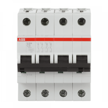 ABB S204-C3 Sicherungsautomat C-Char., 6 kA, 3 A, 4P