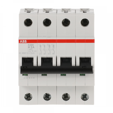 ABB S204-K2 Sicherungsautomat K-Char., 6 kA, 2 A, 4P