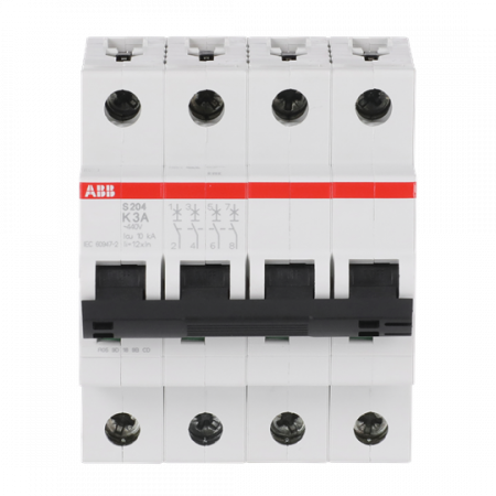 ABB S204-K3 Sicherungsautomat K-Char., 6 kA, 3 A, 4P