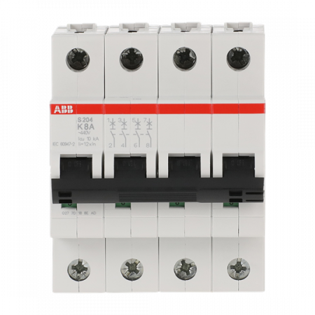 ABB S204-K8 Sicherungsautomat K-Char., 6 kA, 8 A, 4P
