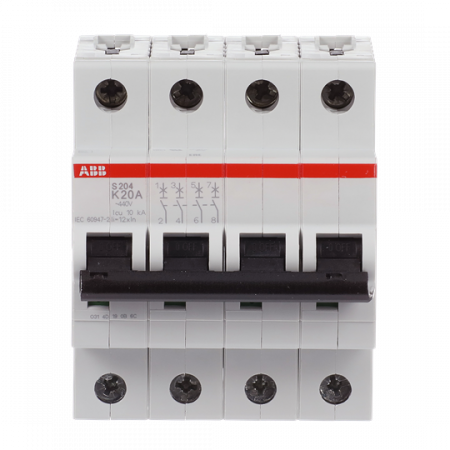 ABB S204-K20 Sicherungsautomat K-Char., 6 kA, 20 A, 4P