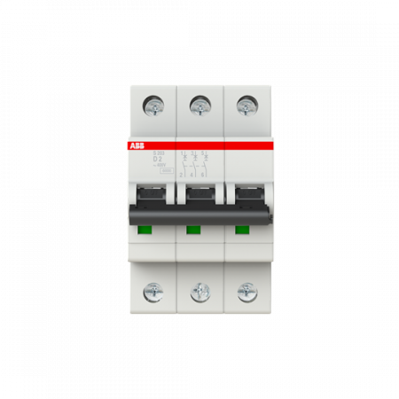 ABB S203-D2 Sicherungsautomat D-Char., 6 kA, 2 A, 3P