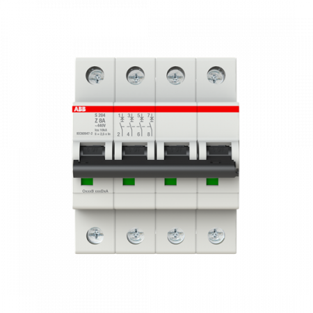 ABB S204-Z8 Sicherungsautomat Z-Char., 6 kA, 8 A, 4P