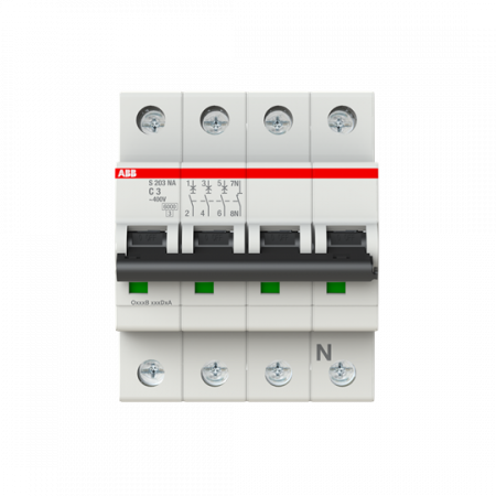 ABB S203-C3NA Sicherungsautomat C-Char., 6 kA, 3 A, 3P+NA