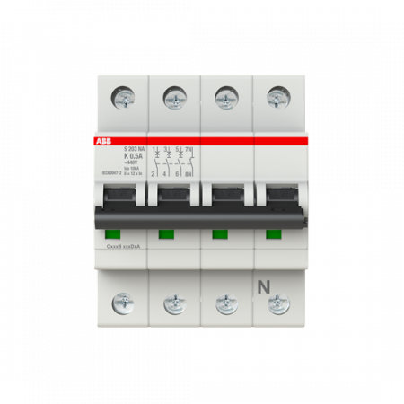 ABB S203-K0.5NA Sicherungsautomat K-Char., 6 kA, 0.5 A, 3P+NA