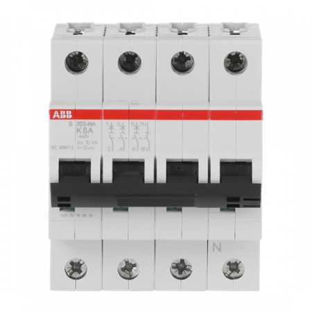 ABB S203-K6NA Sicherungsautomat K-Char., 6 kA, 6 A, 3P+NA